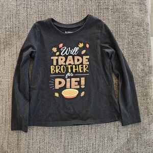 Black Long Sleeve Tee with Pie Graphic 5T